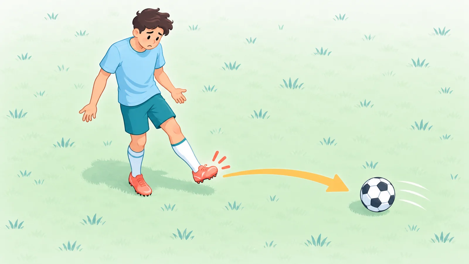 Soccer ball drifting sideways after a mis-hit