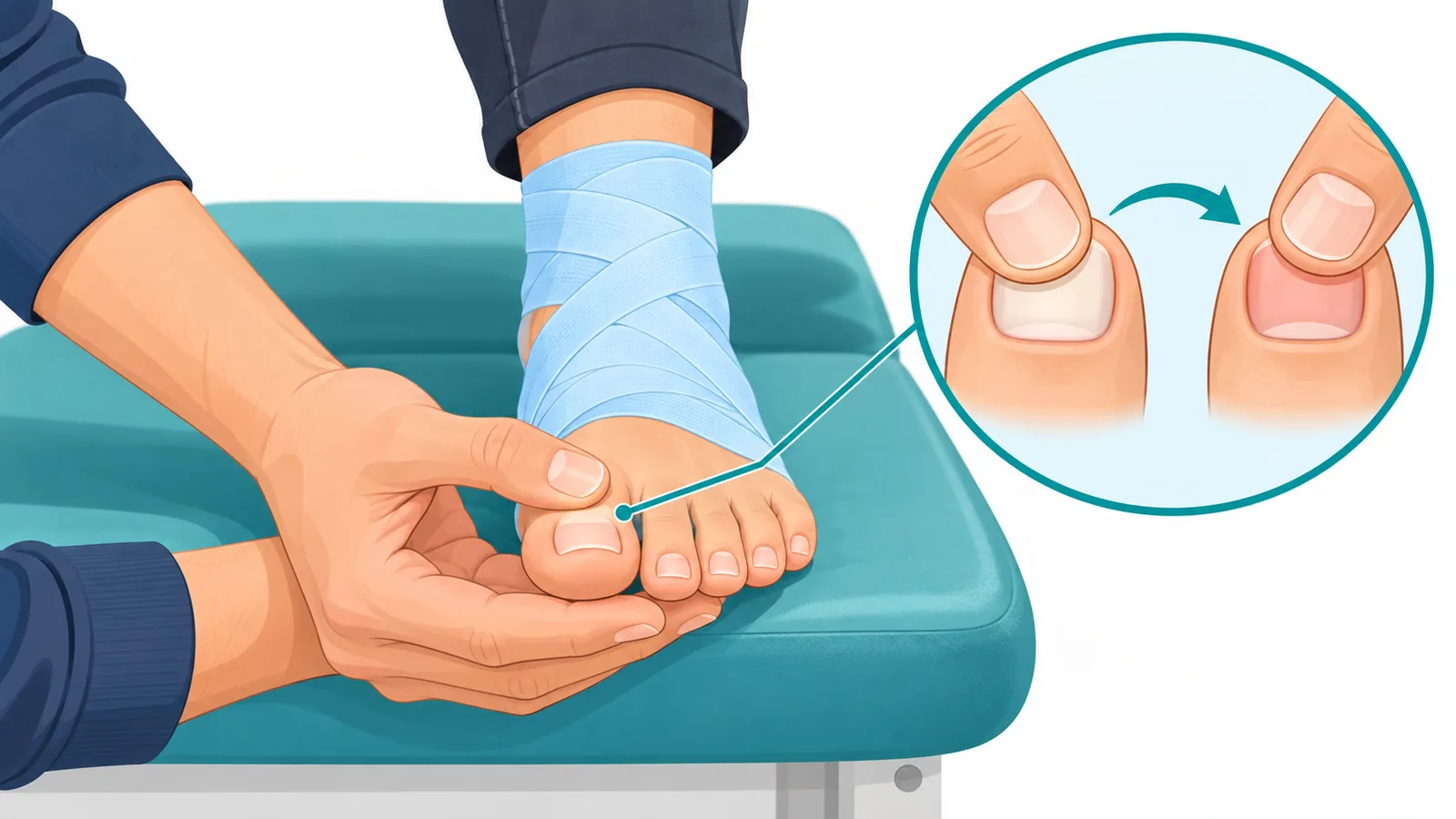 Checking circulation in the toes after ankle taping