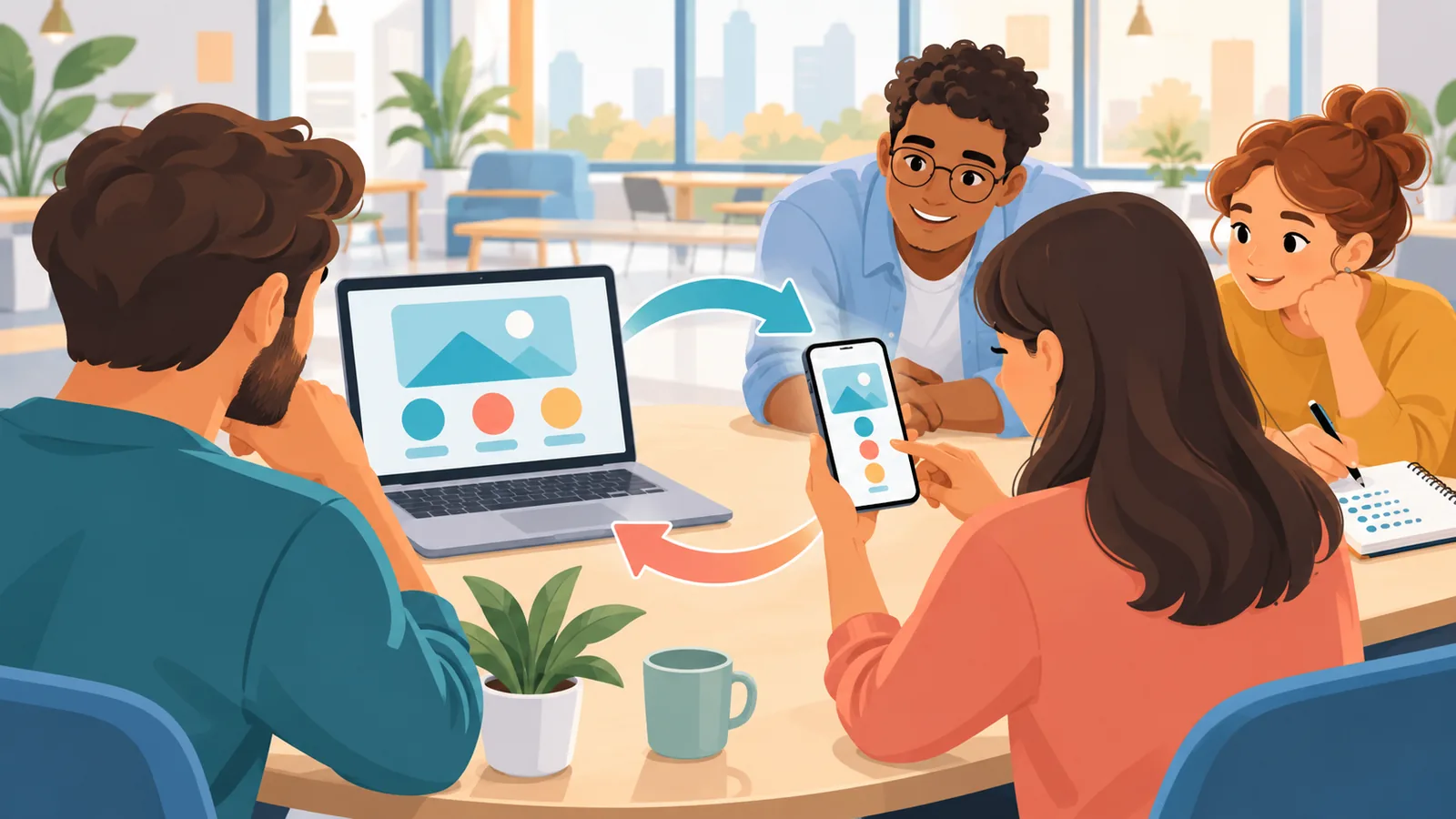 Startup team watching a user test an early app prototype