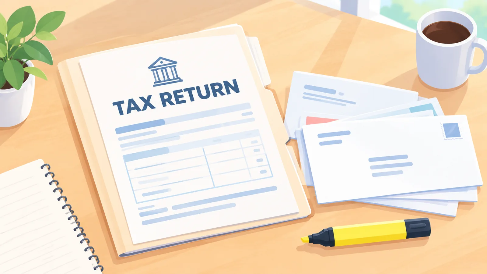 Documents and IRS notices spread out for review