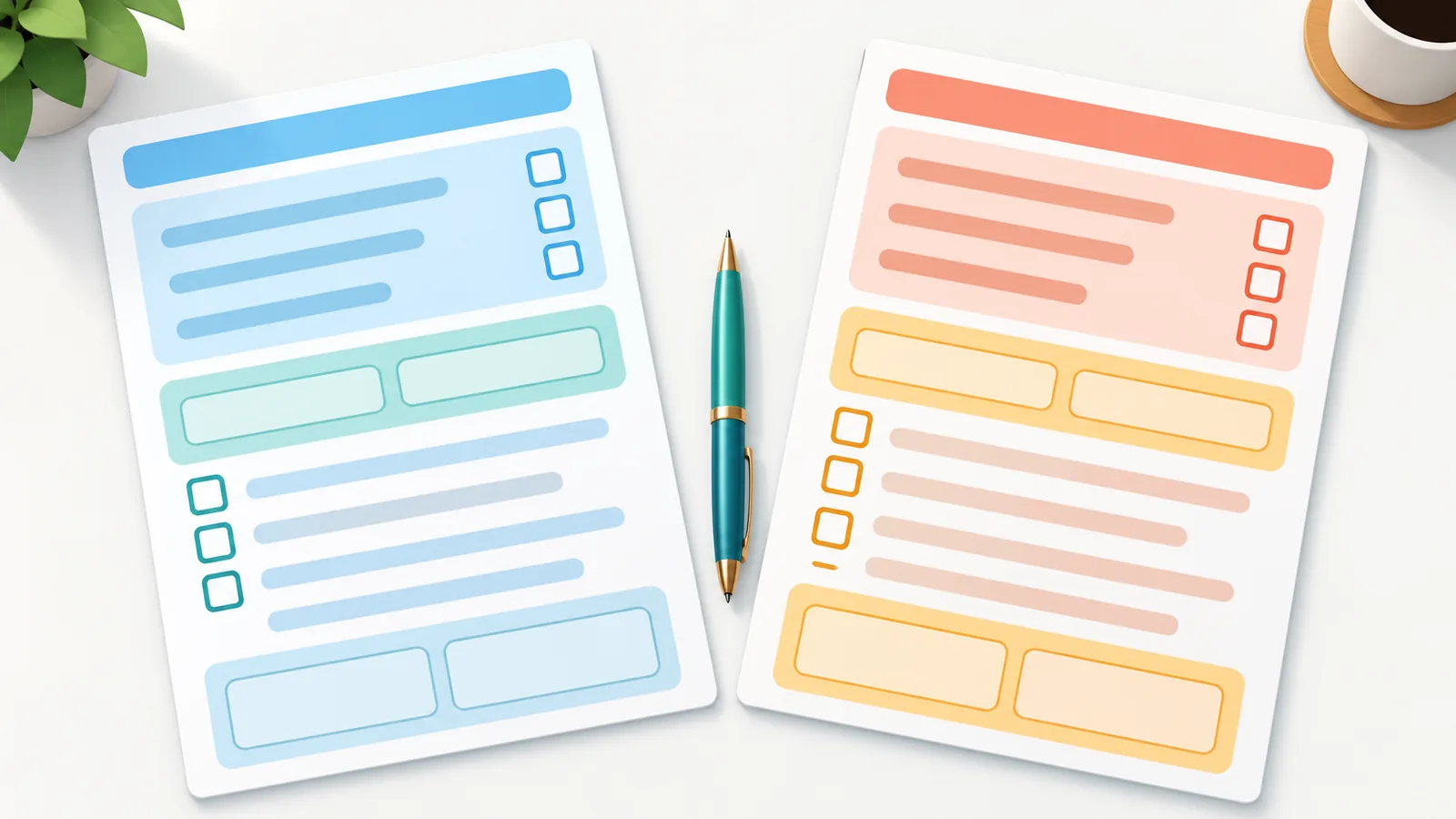 Two form pages laid out side by side for comparison