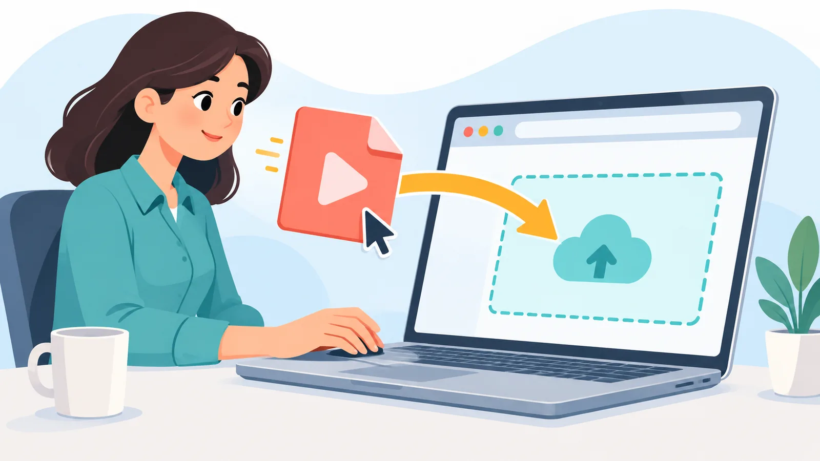 Person uploading a large video file through a web browser