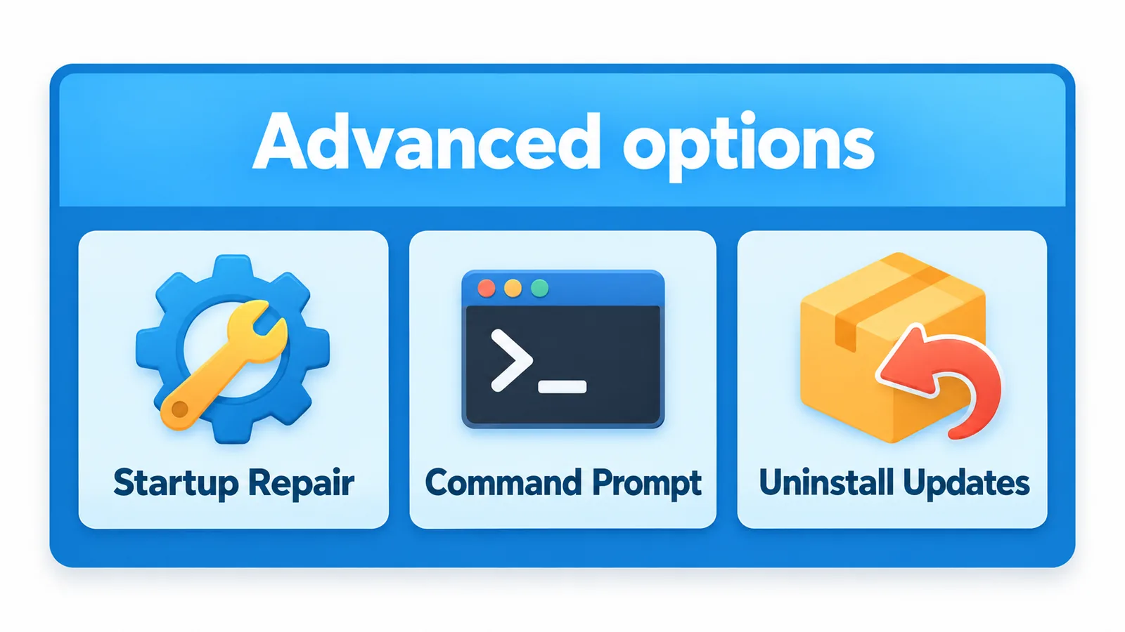 Blue Windows recovery menu with advanced options