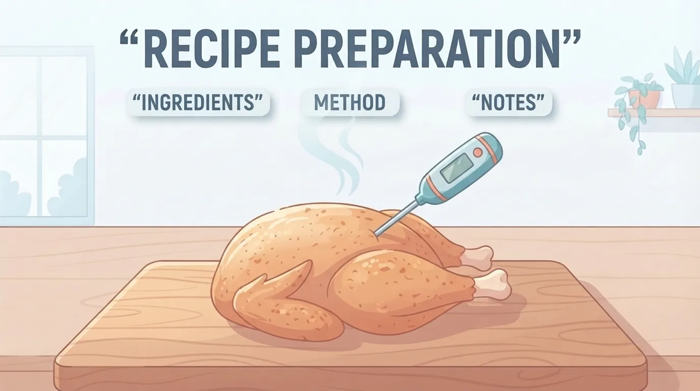 Termómetro de cocina en una pechuga de pollo asada