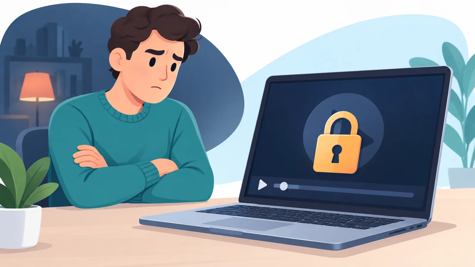 Reproductor de vídeo con icono de candado por protección de contenido
