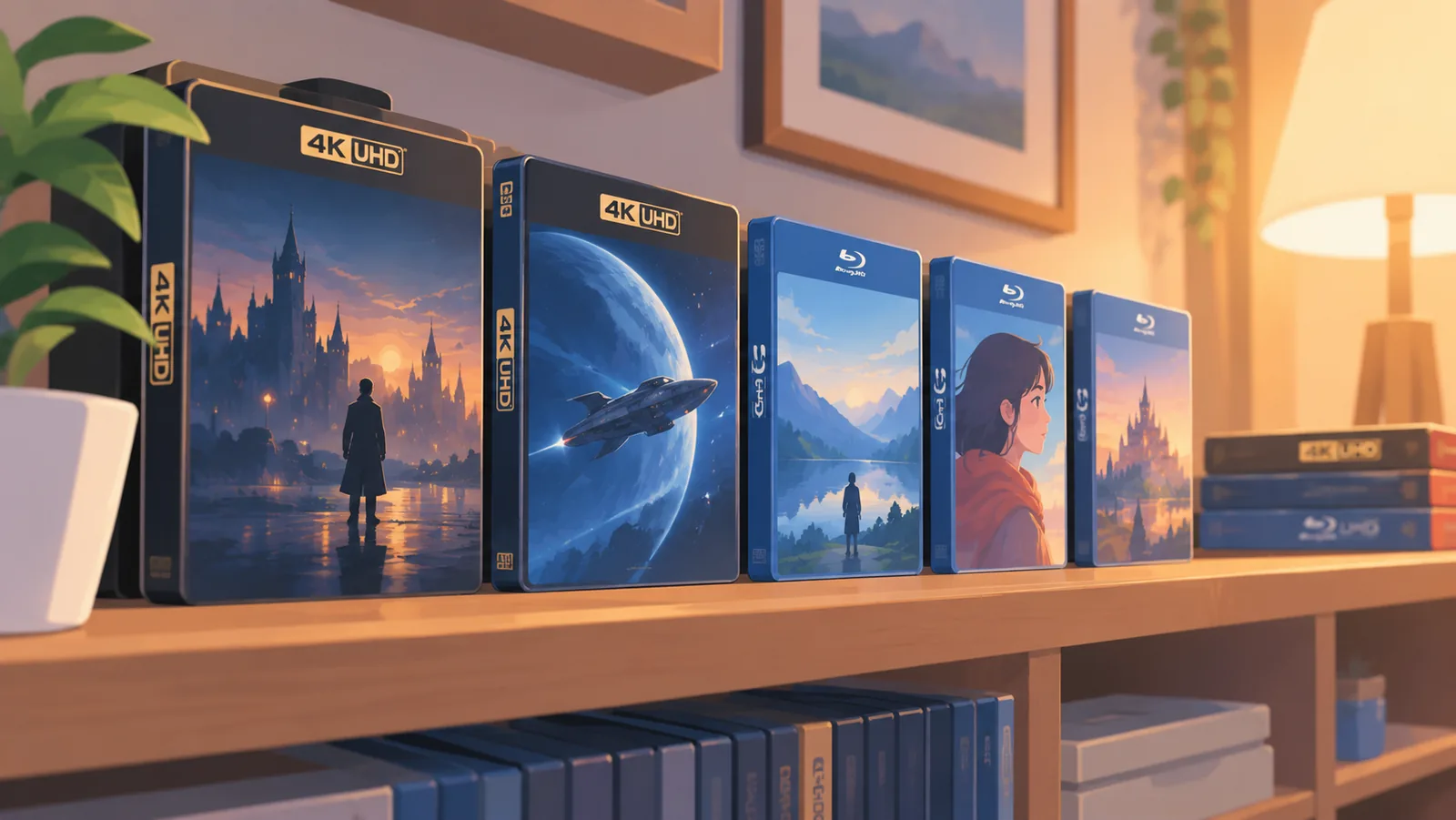 Persona revisando la ficha técnica en la contraportada de un Blu-ray