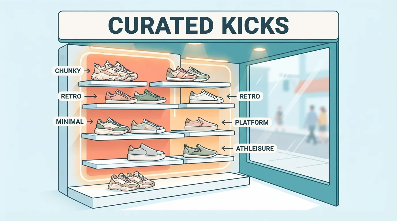 Siluetas de zapatillas de tendencia en un escaparate
