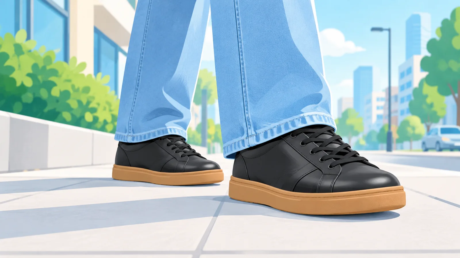 Zapatillas clásicas con vaqueros rectos