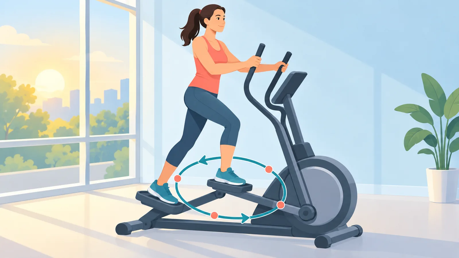 Mujer haciendo cardio moderado en una elíptica