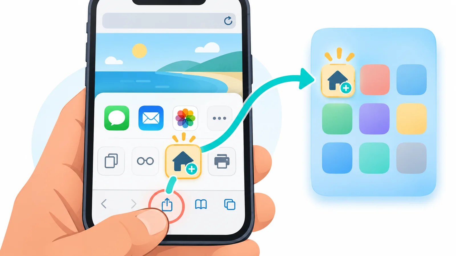 Menú Compartir de Safari para añadir un acceso directo