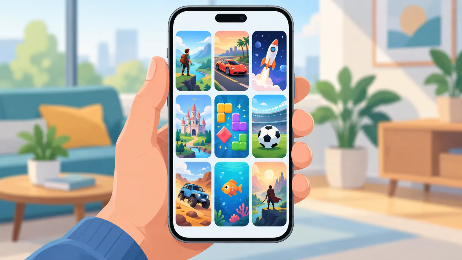 Pantalla de selección de juegos en la nube en un iPhone