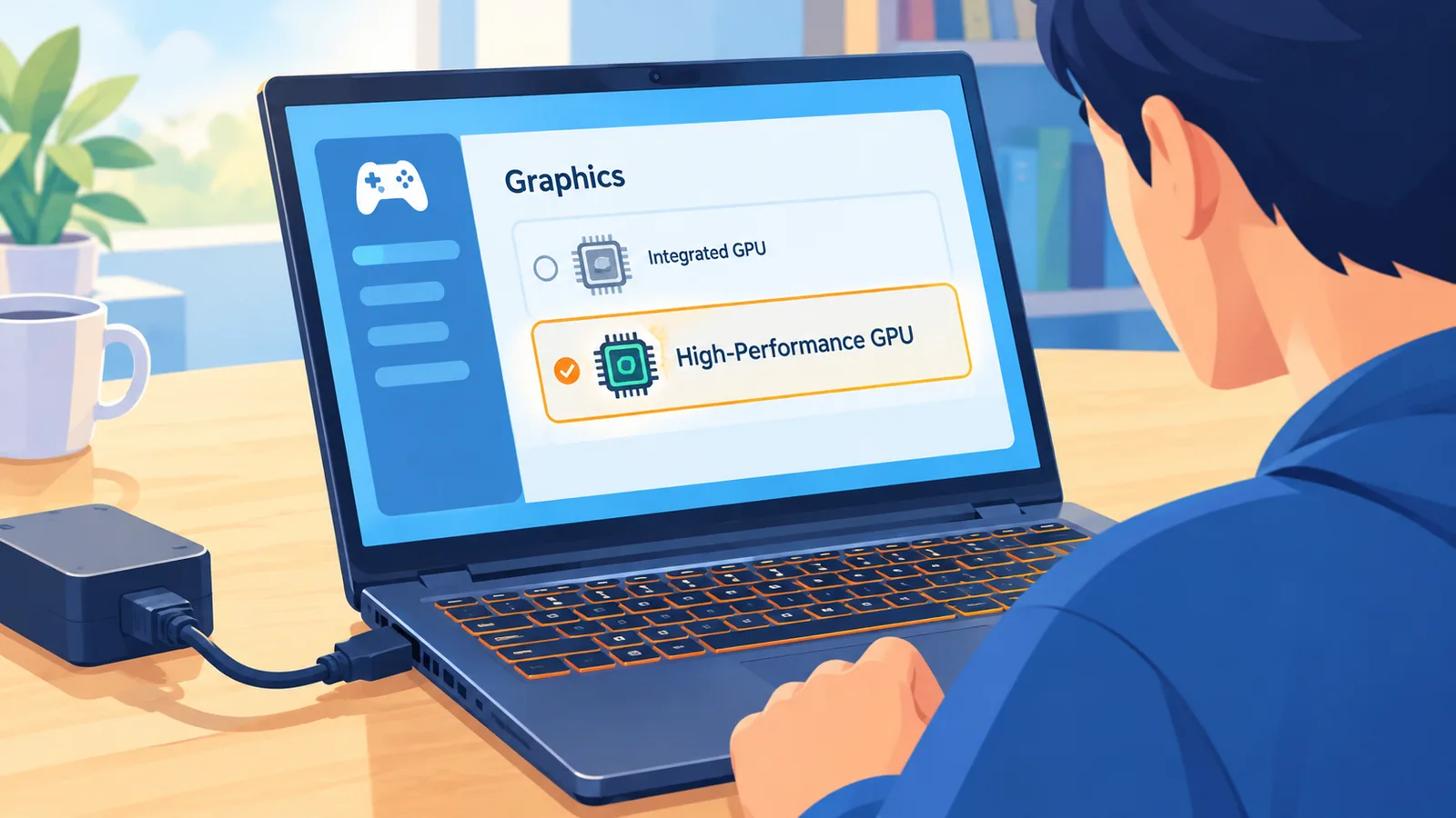 Panel de configuración de gráficos para elegir la GPU dedicada