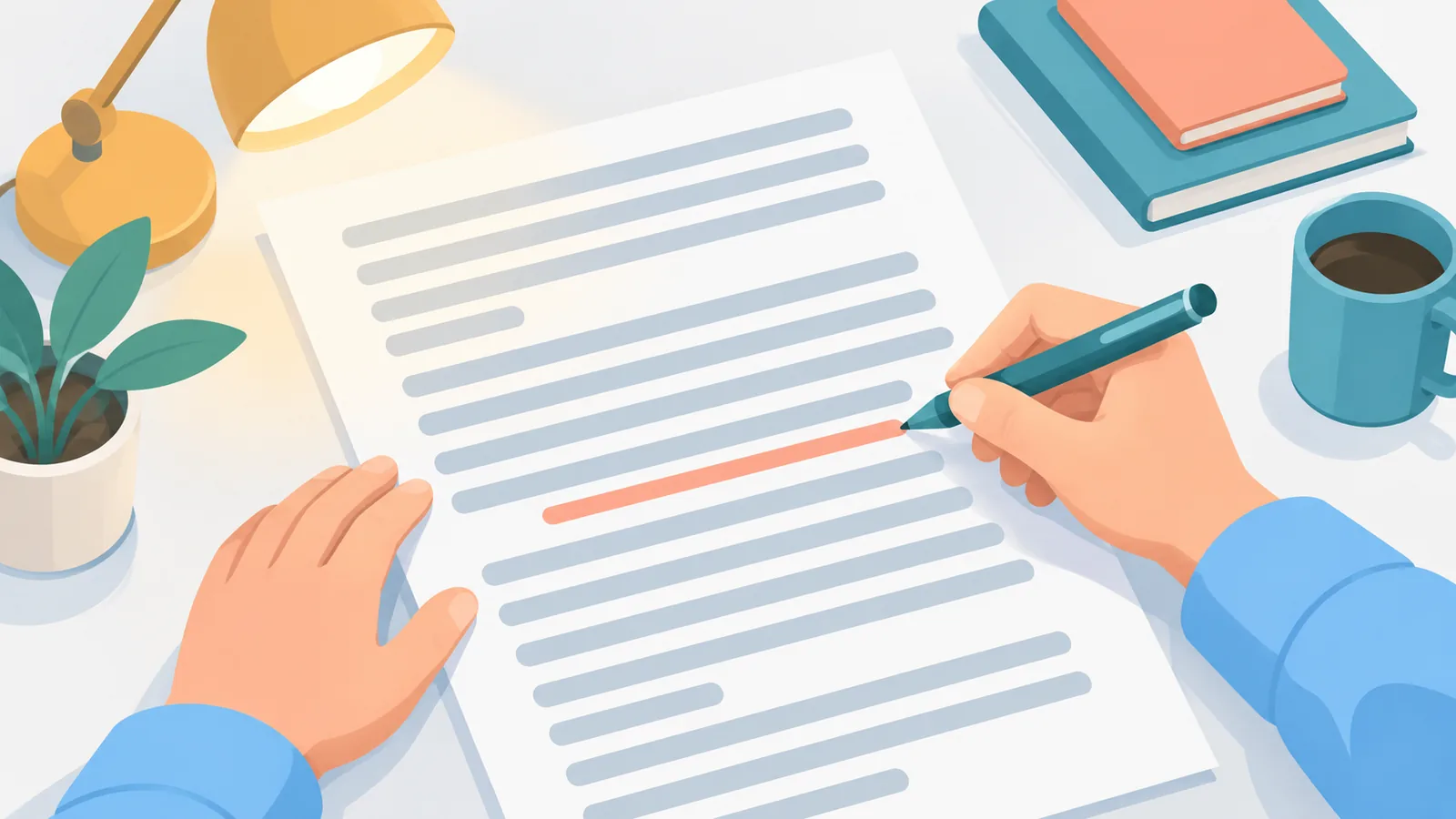 Persona subrayando un documento con un bolígrafo