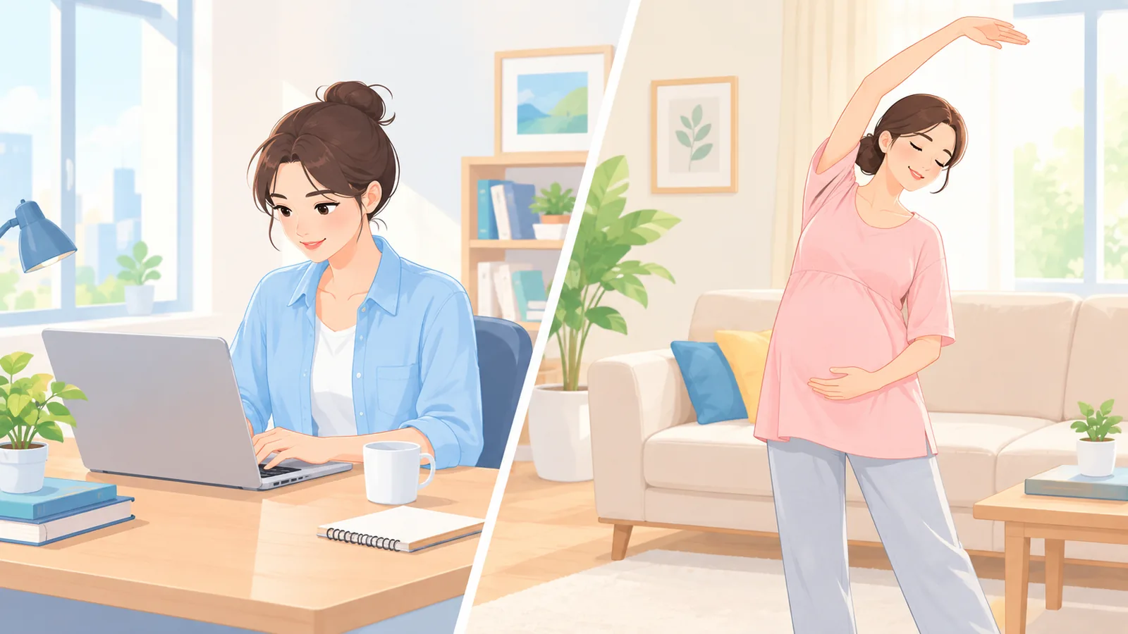 Mujeres en distintas situaciones: teletrabajo y embarazo