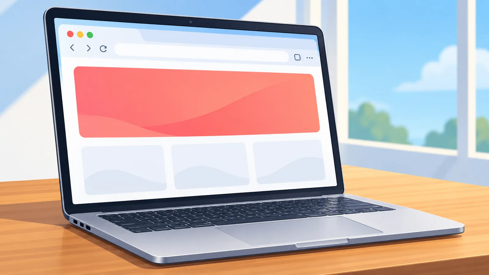 Pantalla de un Mac con Safari abierto sobre un escritorio ordenado