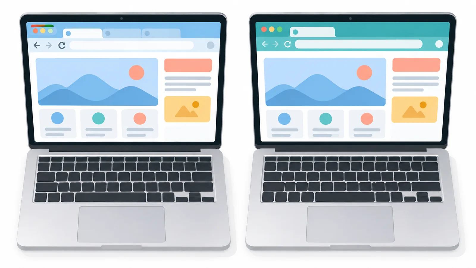 Dos ordenadores Mac con distintas versiones de macOS sobre una mesa