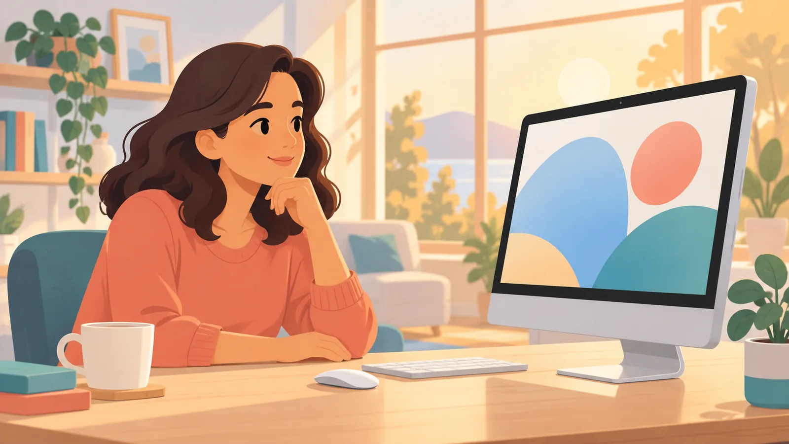 Persona revisando la pantalla de un Mac con gesto de duda