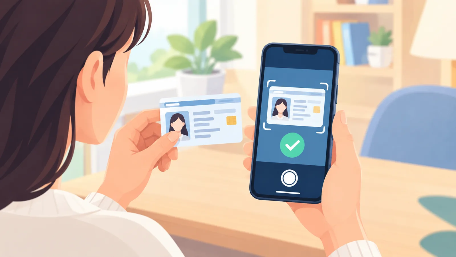 Persona verificando su identidad con el DNI para abrir una cuenta