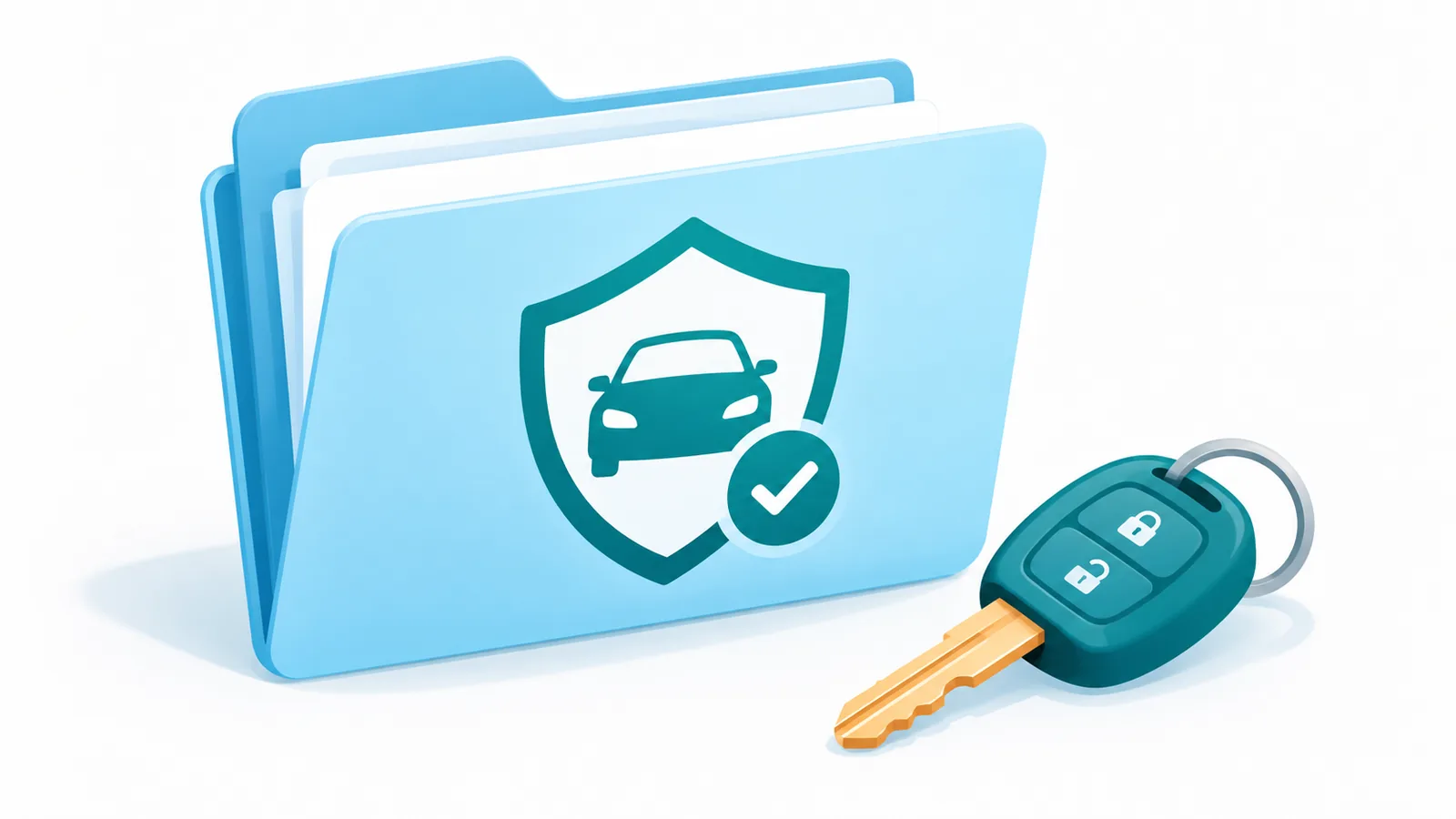 Carpeta de la póliza de seguro y llaves del coche