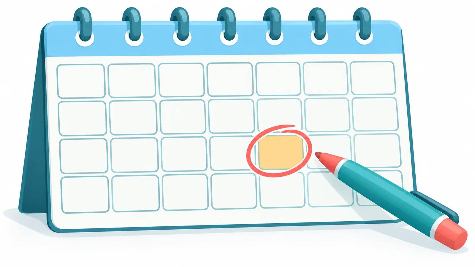Calendario de pared con una fecha marcada en rojo