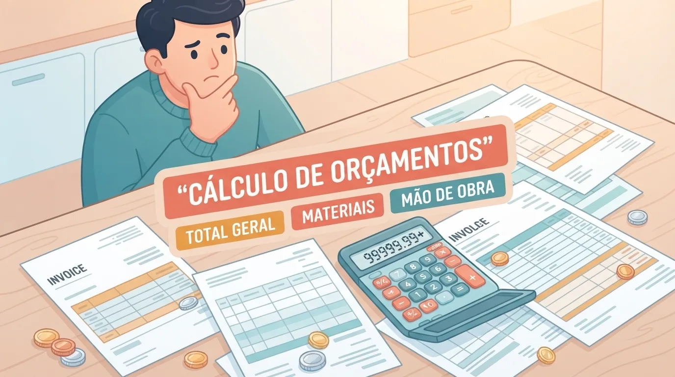 Persona confundida ante una calculadora y varios papeles sobre la mesa