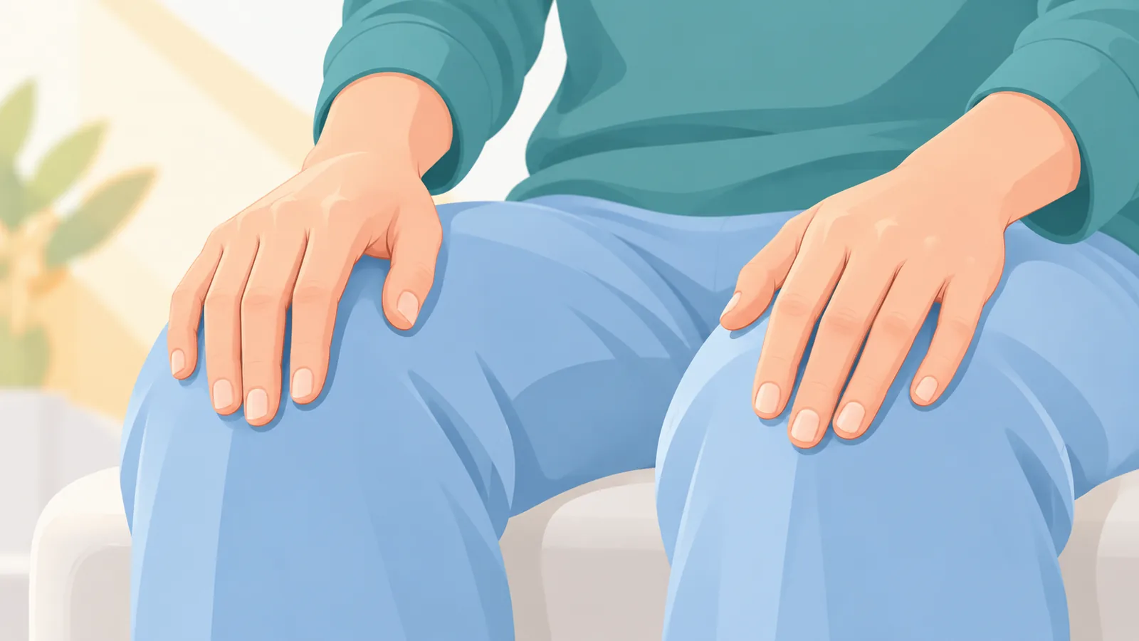 Manos en reposo durante la meditación con respiración calmada
