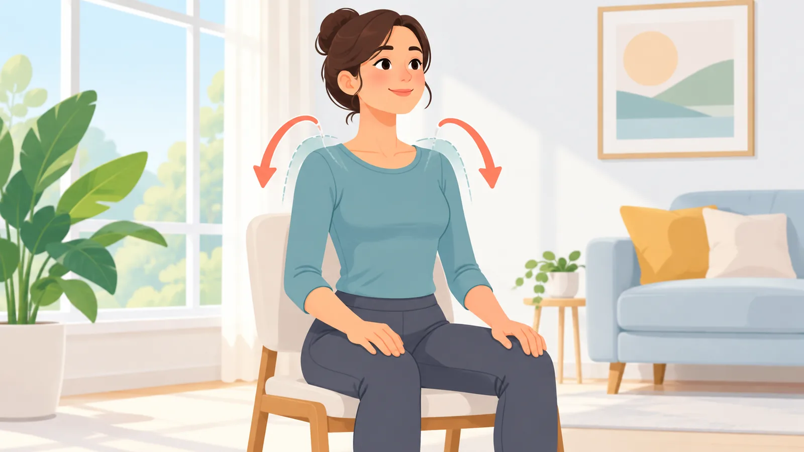 Persona relajando los hombros tras una sesión de meditación