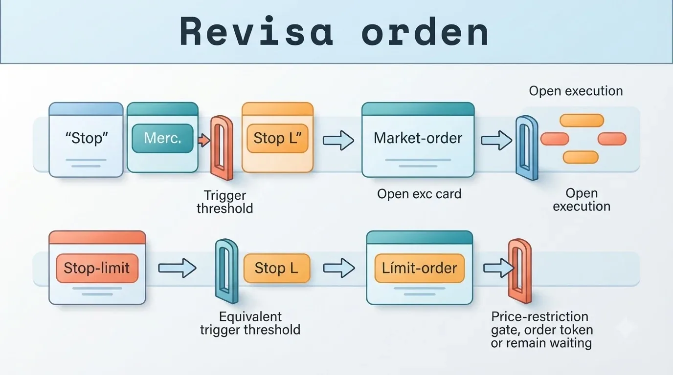 La orden stop se transforma en una orden de mercado; la stop limitada conserva una restricción de precio y pue