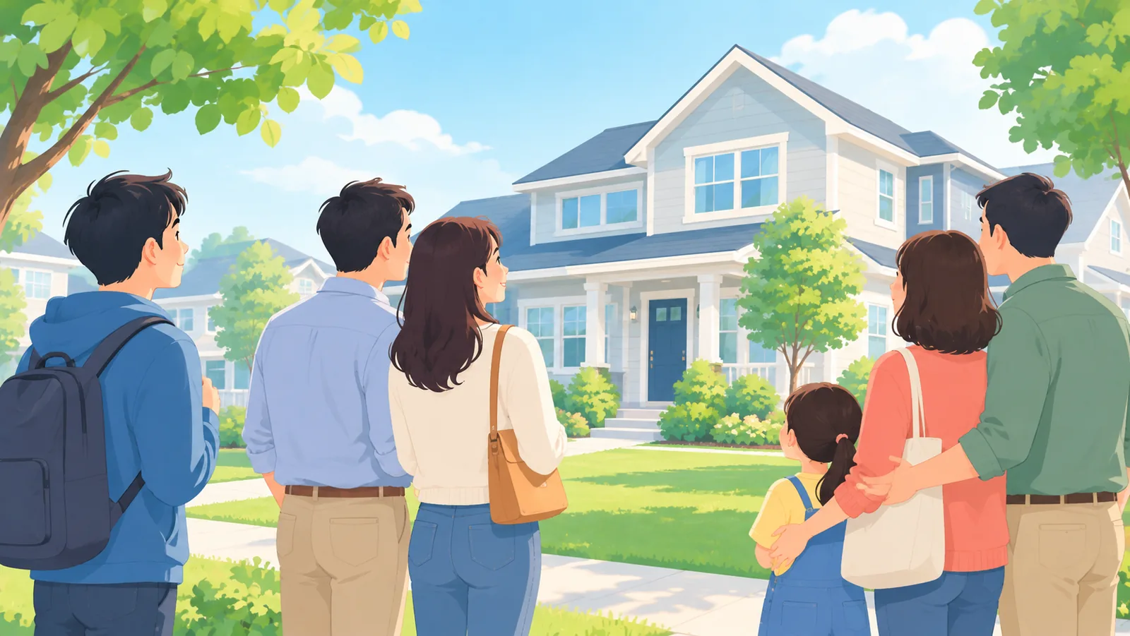 Tres tipos de hogares visitando una vivienda