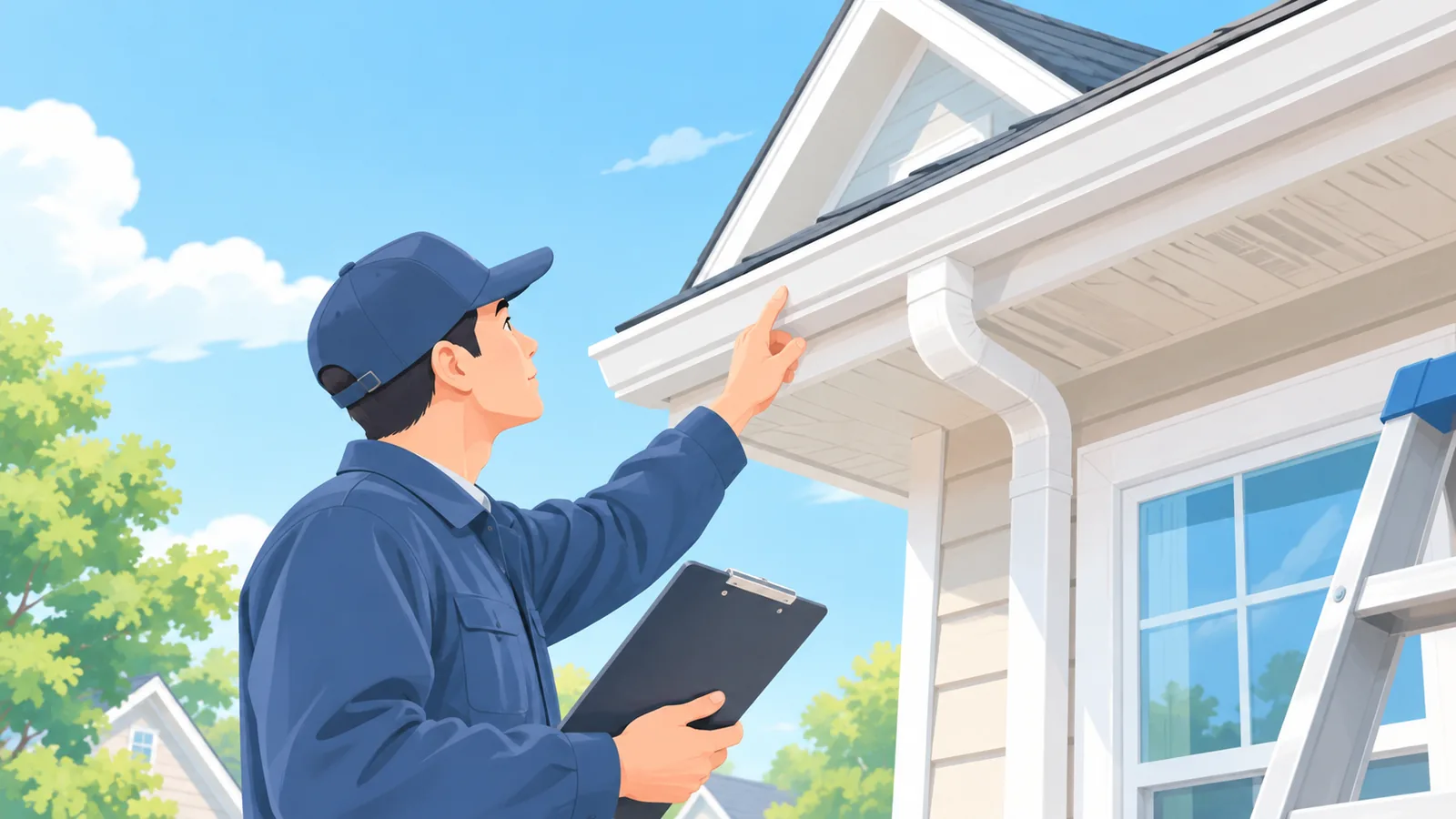 Inspector revisando el tejado de una vivienda