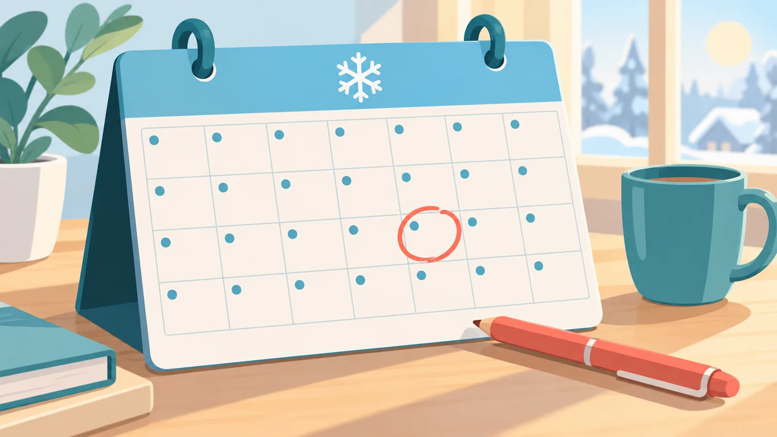 Hoja de calendario de enero con una fecha marcada a mano