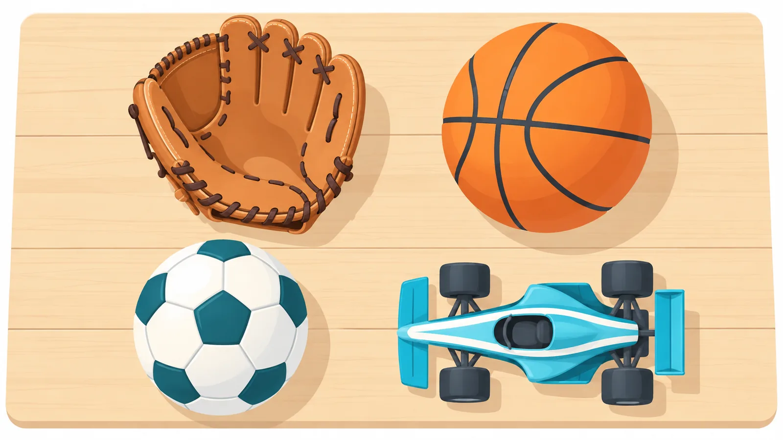 Balones y objetos de distintos deportes sobre una mesa