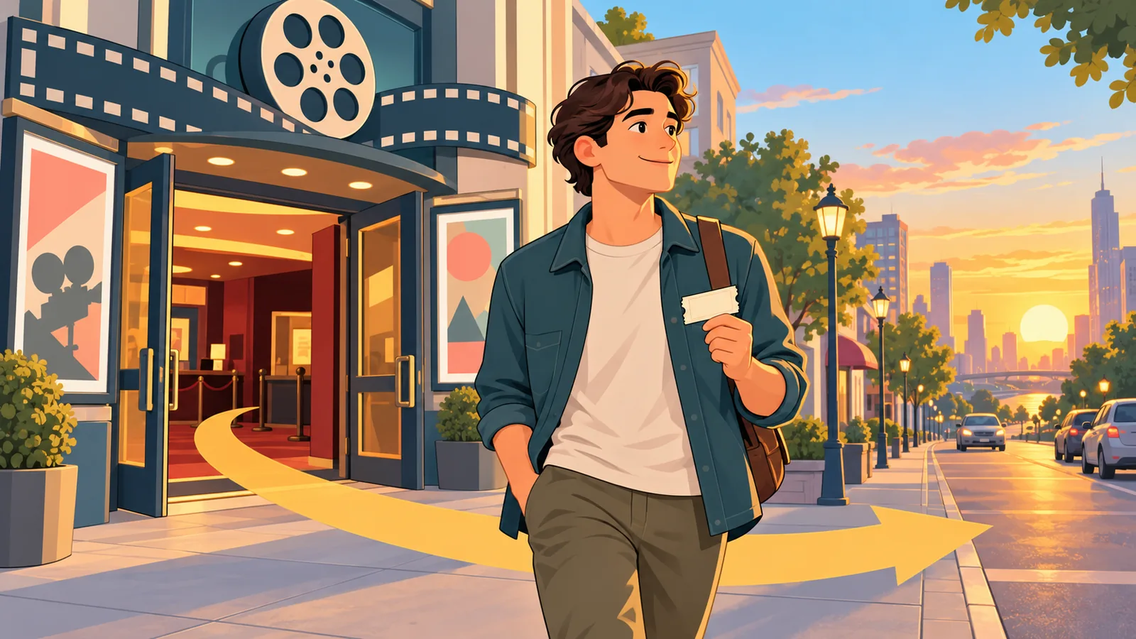 Persona saliendo del cine tras ver una película