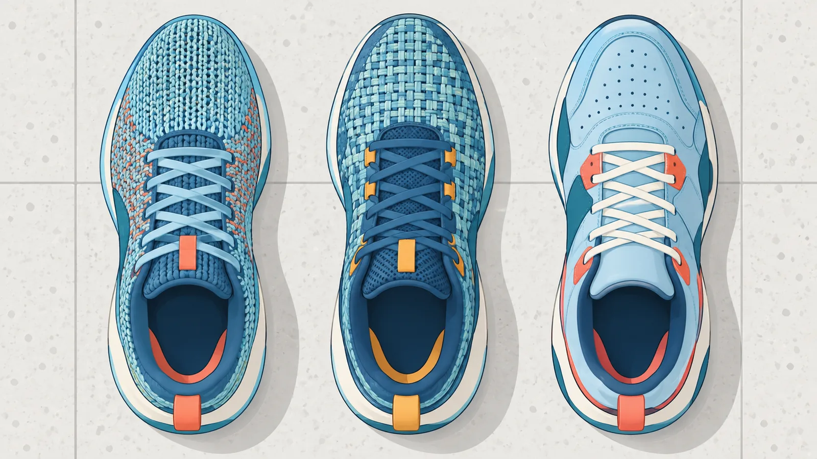 Comparación de materiales del upper de varias zapatillas de baloncesto