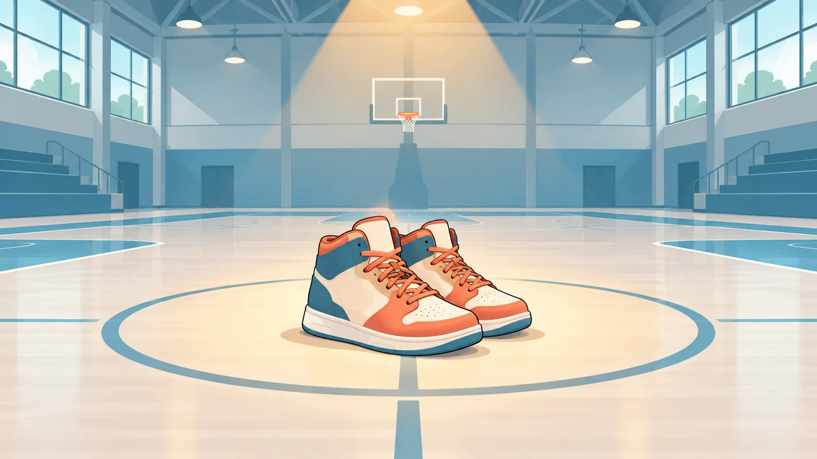 Zapatillas de baloncesto recomendadas sobre una pista vacía