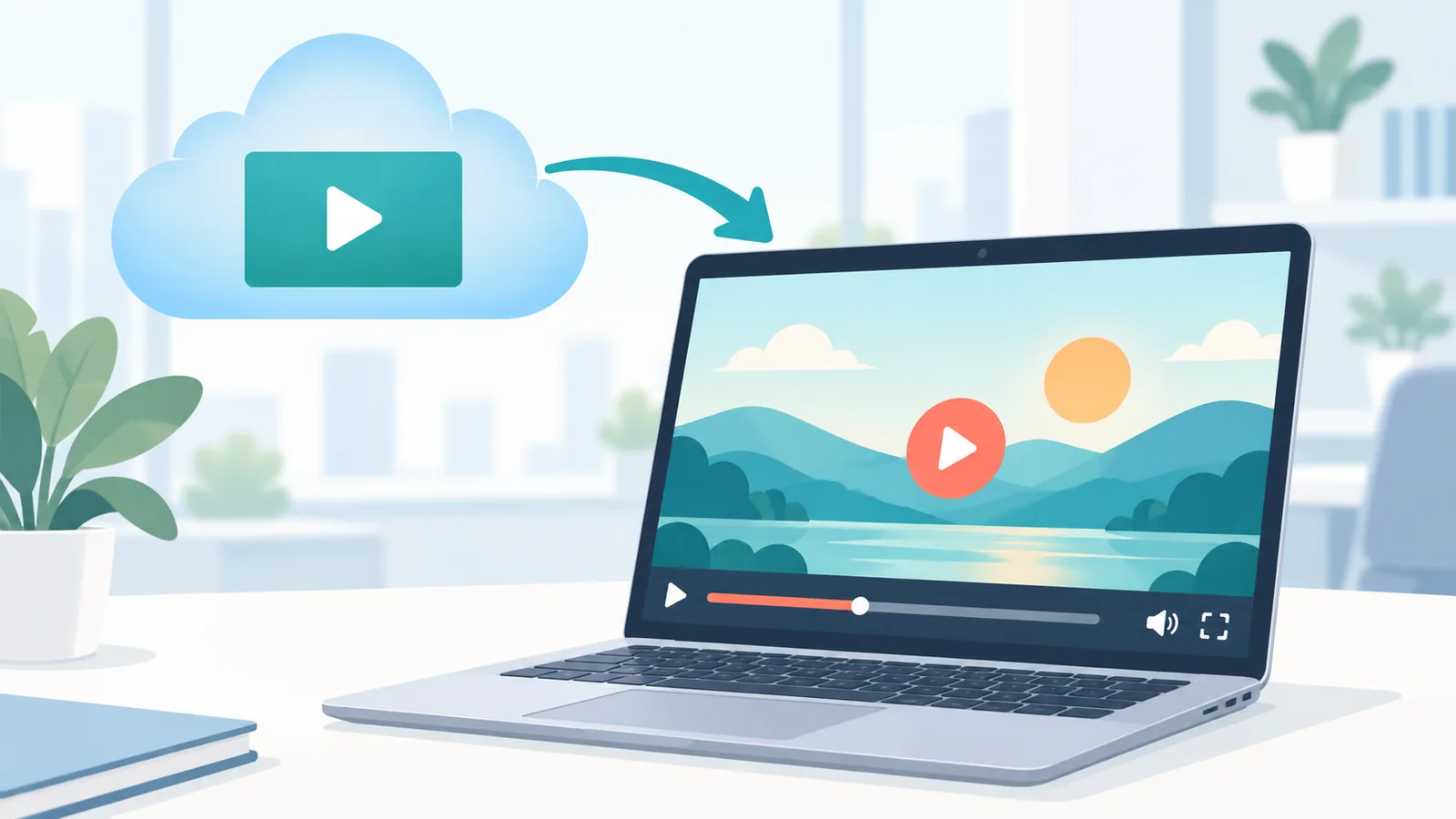 Portátil reproduciendo un vídeo desde un reproductor en la nube