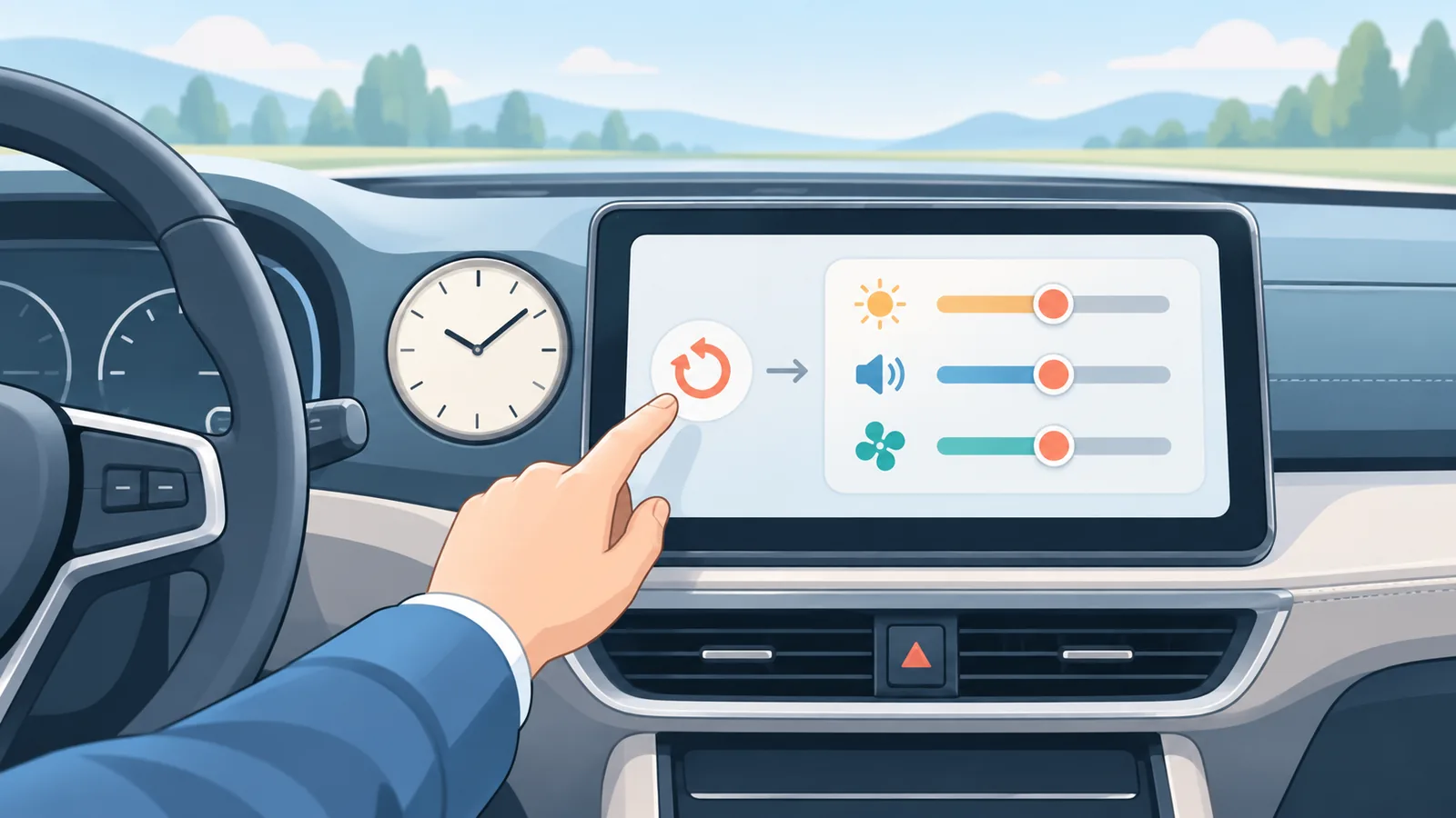 Dashboard ng kotse na maaaring bumalik sa default na setting