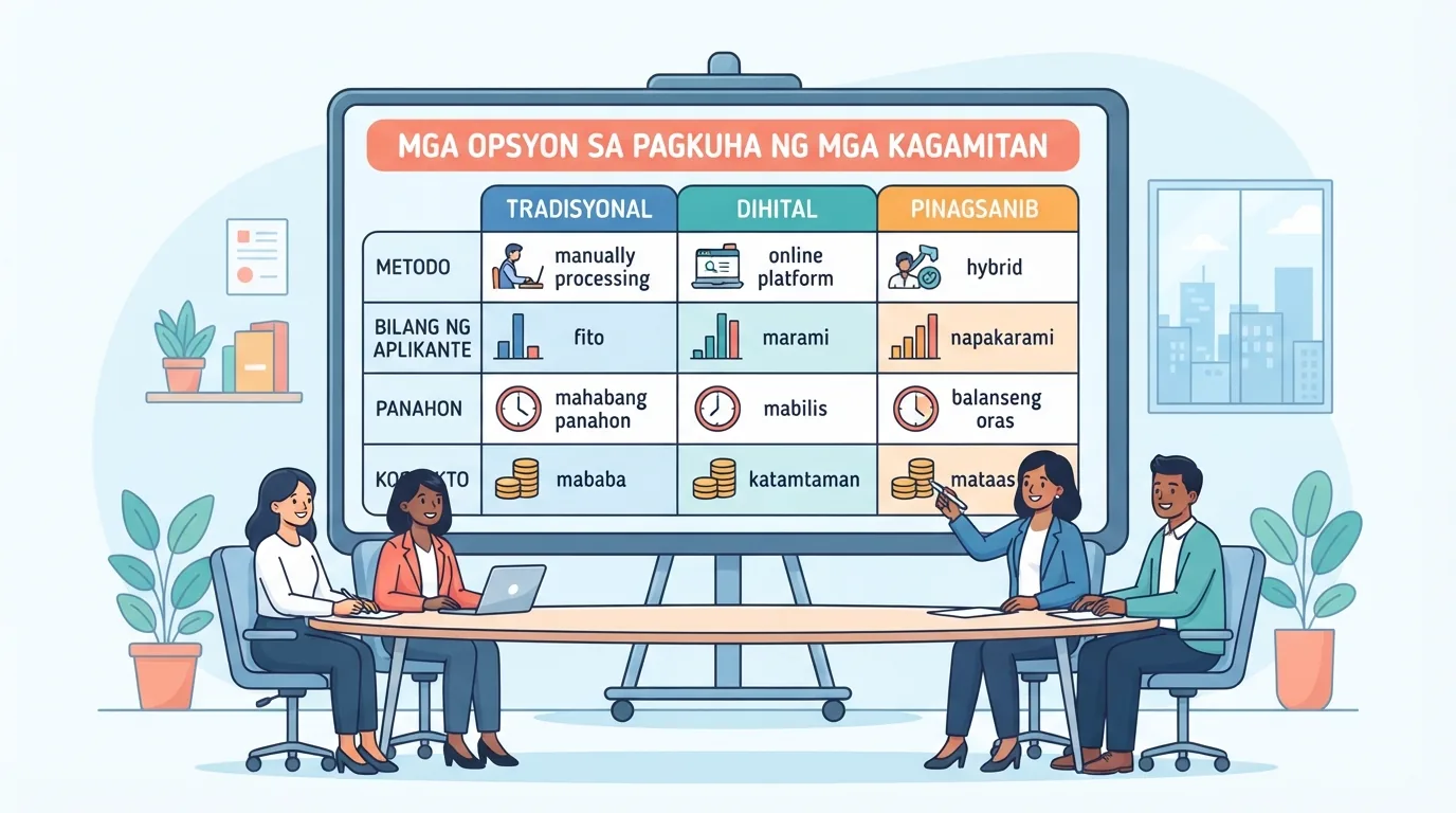 Recruiter na nagba-browse ng mga propesyonal na profile sa laptop sa opisina sa Pilipinas