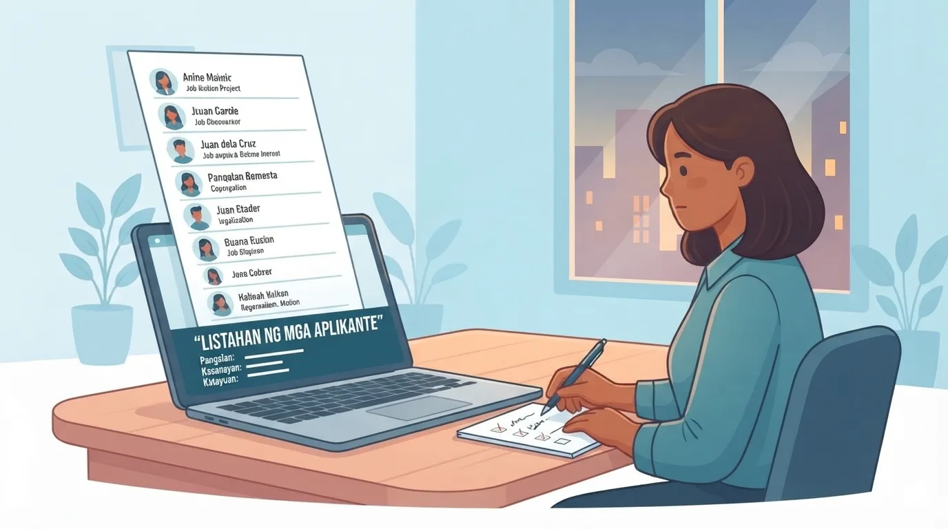 HR officer na gumagawa ng job description sa kuwaderno at laptop