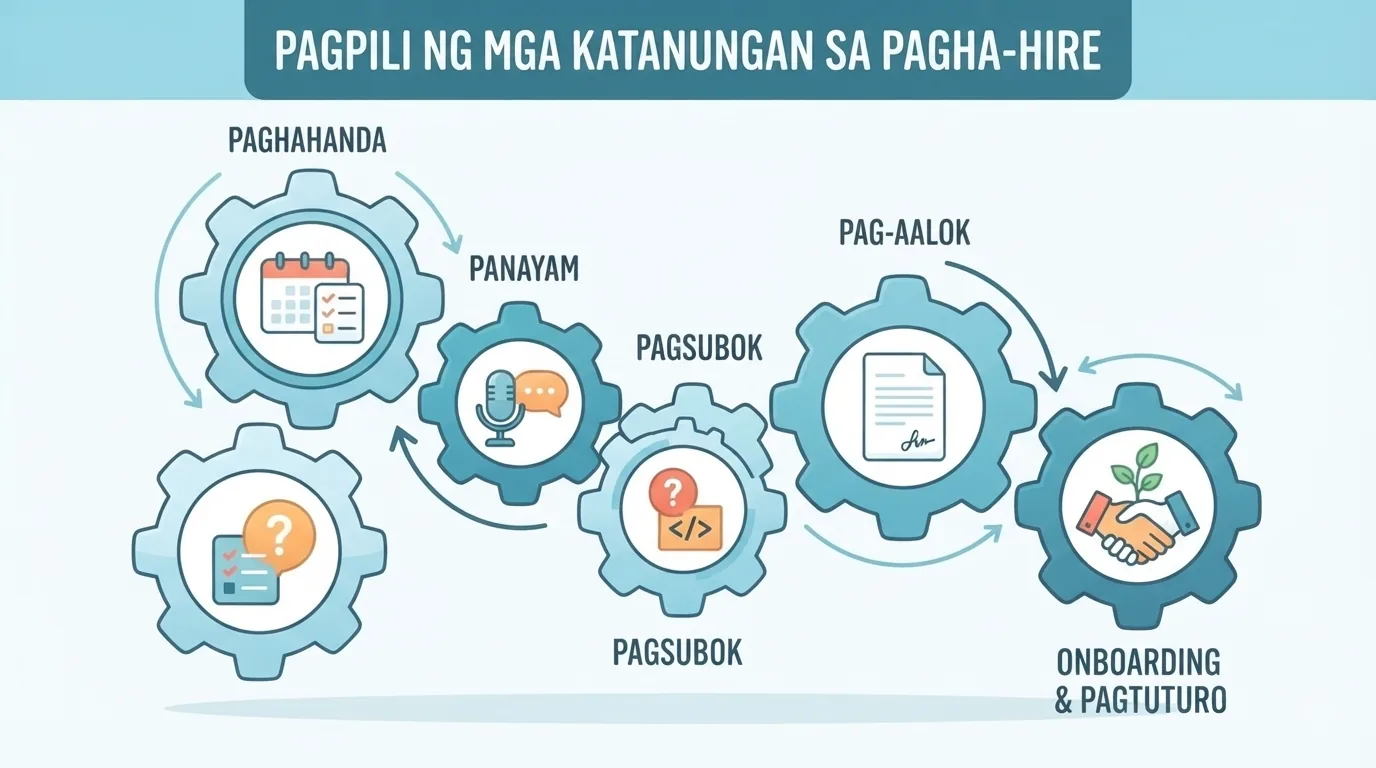 Koponan na nagkukumpara ng mga opsyon sa pag-hire sa pulong