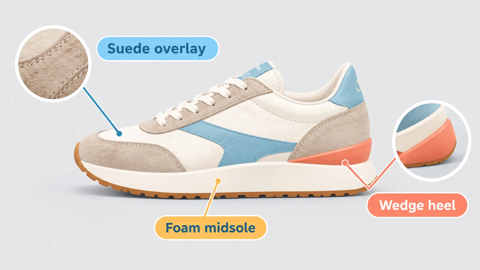 Retro na sneakers na mababa ang silweta