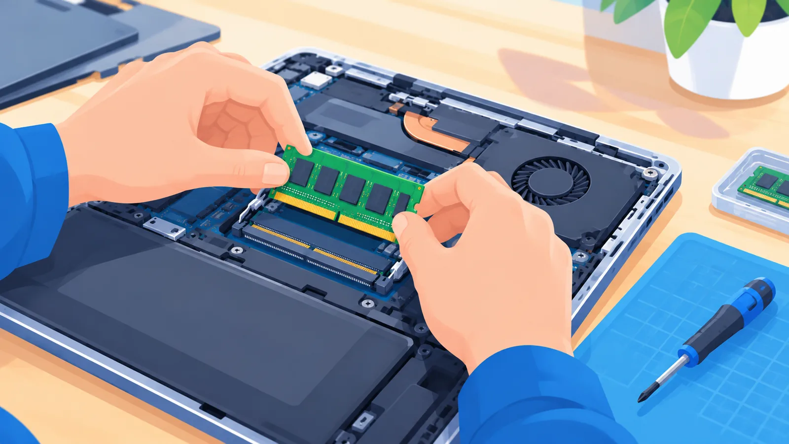 Pag-install ng dagdag na RAM sa laptop