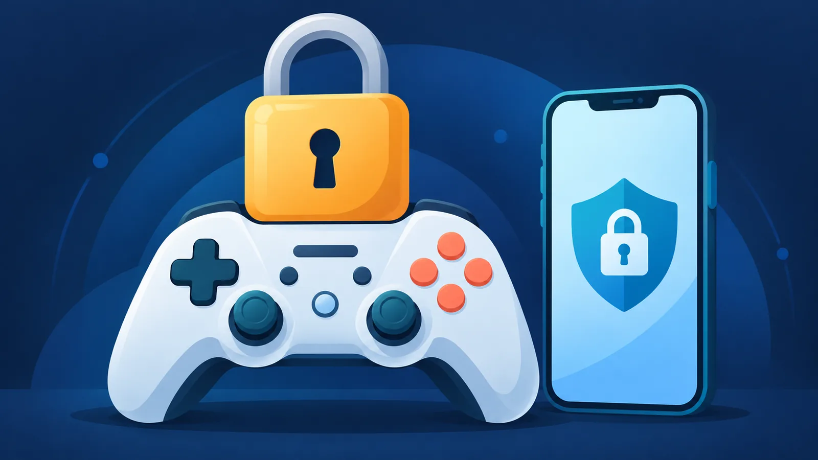 Padlock sa ibabaw ng controller bilang simbolo ng seguridad ng account