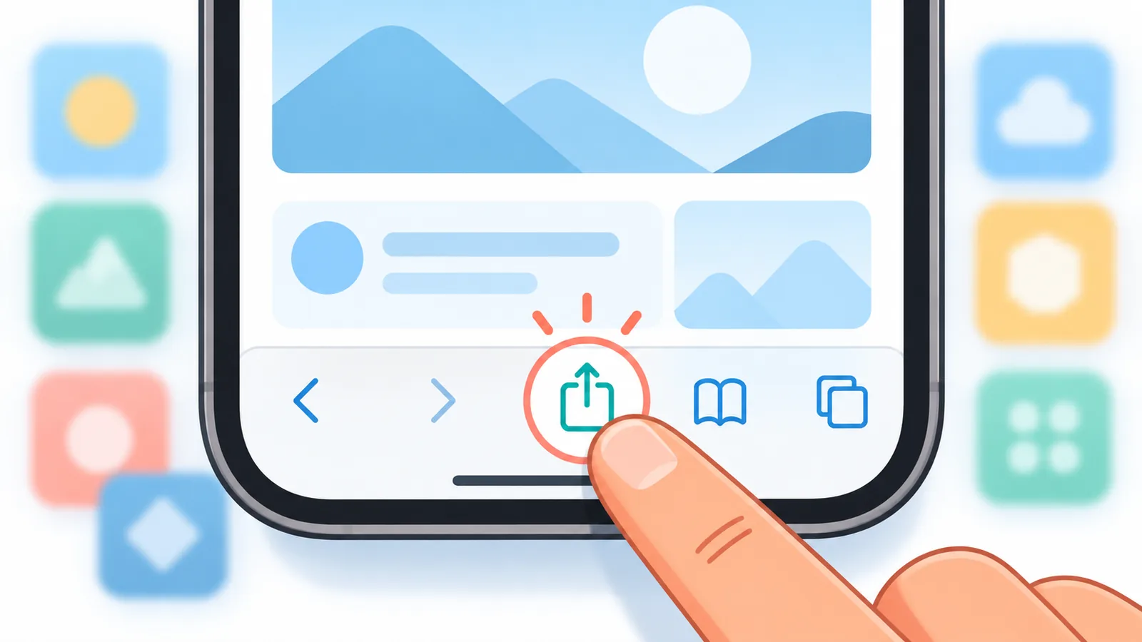 Daliring pumipindot sa Share icon para gumawa ng shortcut sa Home Screen