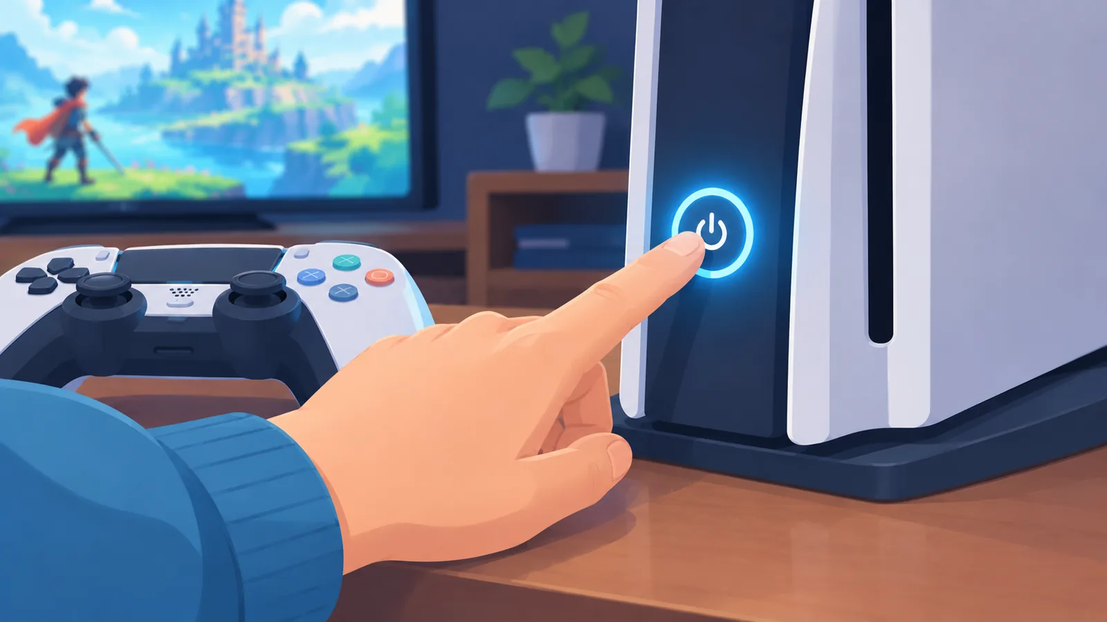 Daliring pumipindot sa power button ng game console