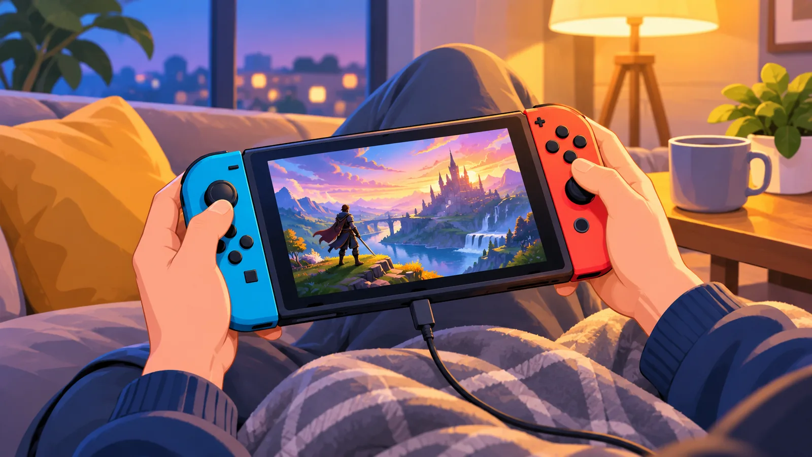 Manlalarong naglalaro ng malawak na fantasy na laro sa handheld