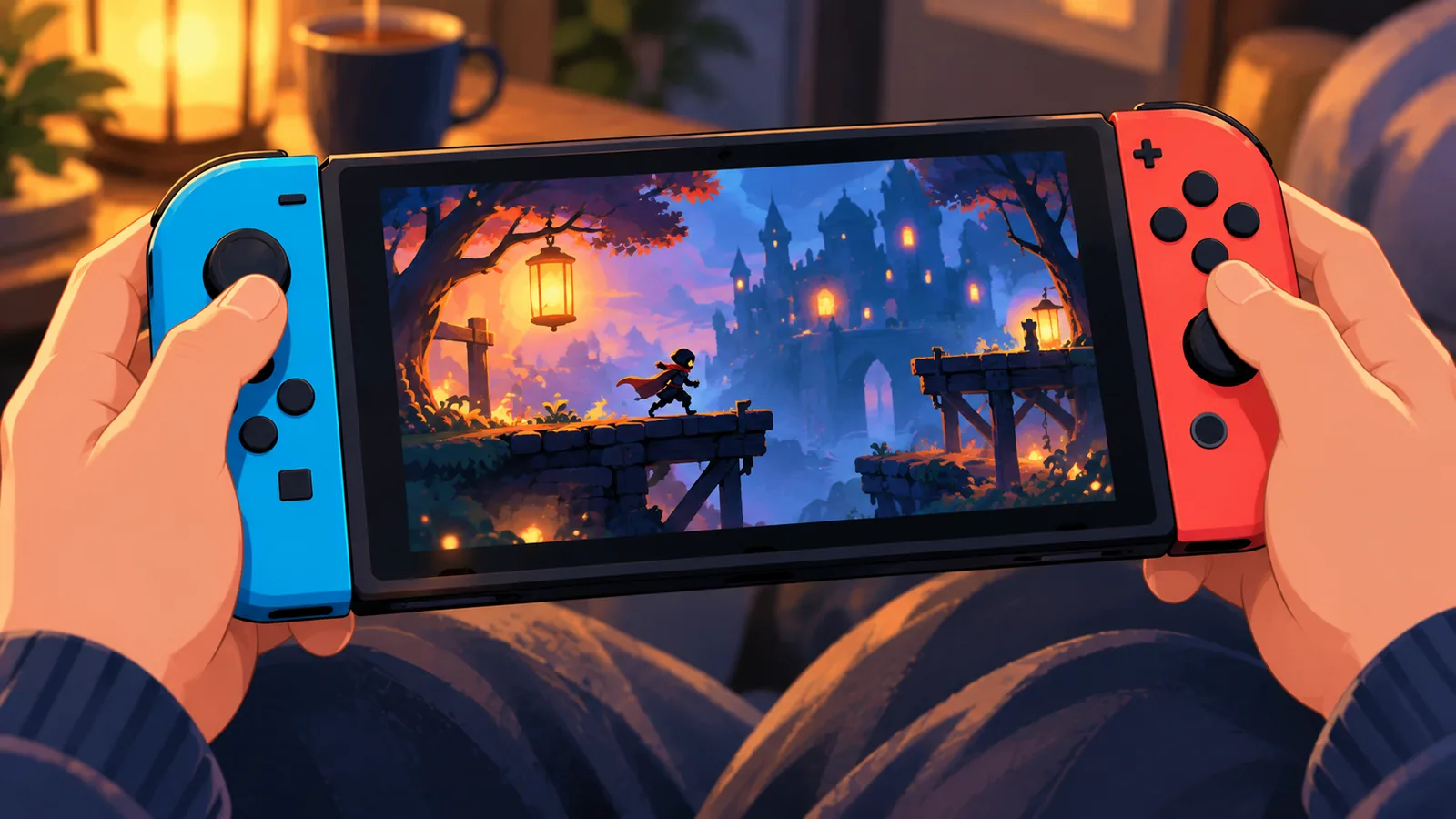 Larong 2D na platformer sa screen ng handheld