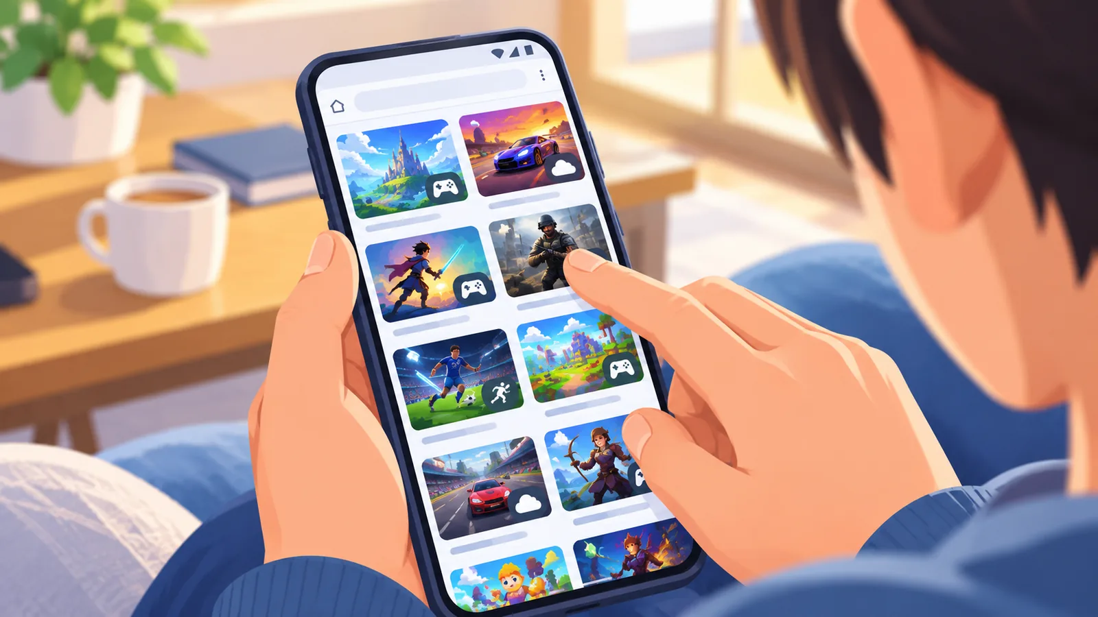 Hinlalaki na gumagamit ng touch controls sa screen ng phone