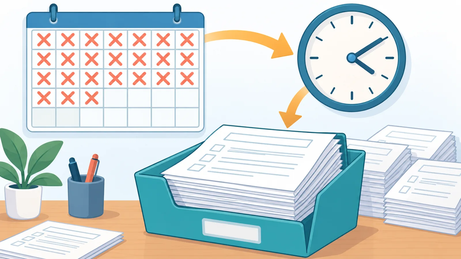Kalendaryo at orasan para sa timeline ng conditional payment