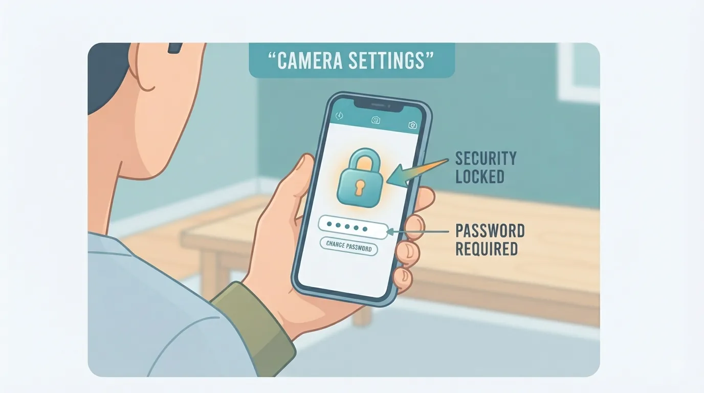 Taong nagse-set ng password at seguridad sa camera app
